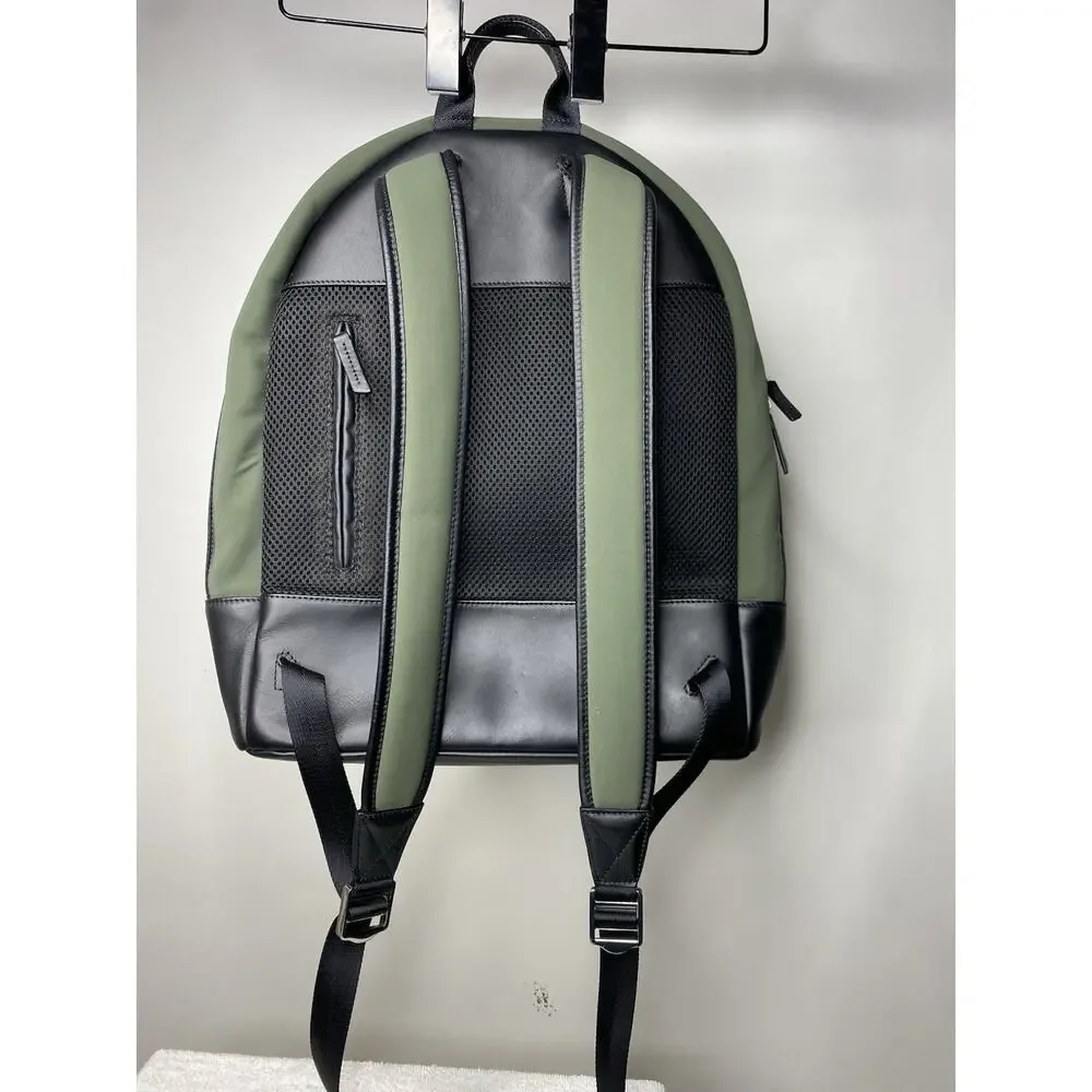 WANT Les Essentiels Piper Nylon Leather Backpack Green Black Basic Casual Travel